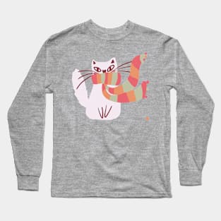 Cute Winter Scarf Cat Long Sleeve T-Shirt